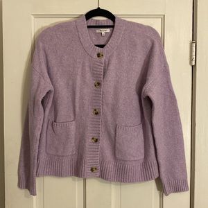 NWOT, Madewell Colburne Cardigan Sweater In Coziest Yarn, Medium, heather orchid